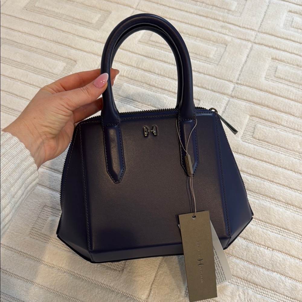 Sophisticated Blue Mini Bag with Geometric Design